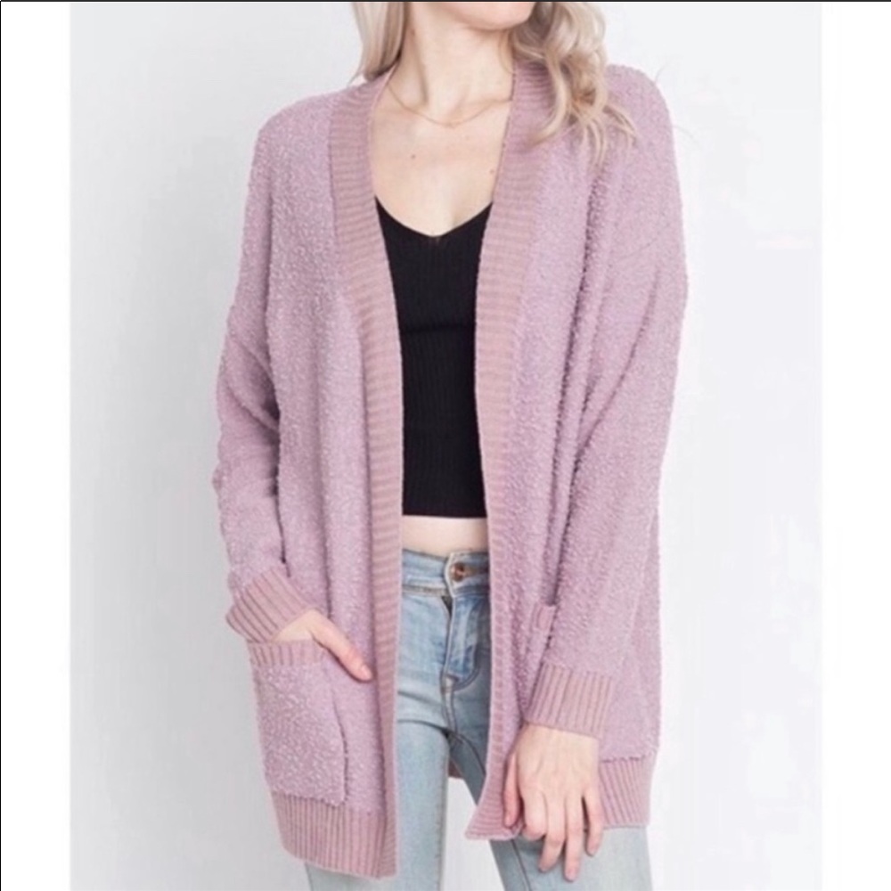 Lavender Popcorn Cardigan Sweater
